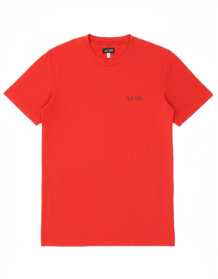 ARMANI JEANS Womens T-Shirt Top UK 12 Medium Red Cotton