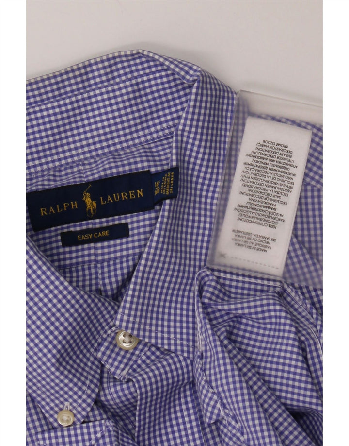Cămașă pentru bărbați Ralph Lauren Mărimea 16 1/2 mare din bumbac vichy albastru