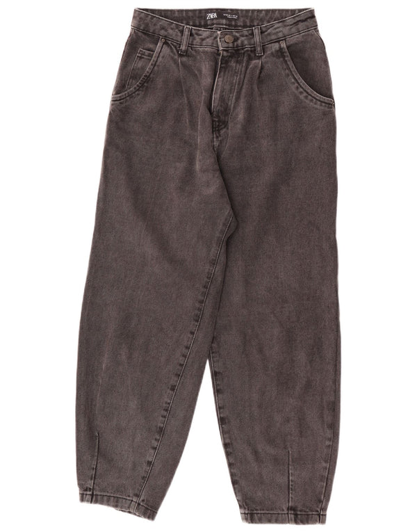 Blugi largi pentru femei cu talie înaltă Zara EU 36 XS W26 L26 bumbac gri