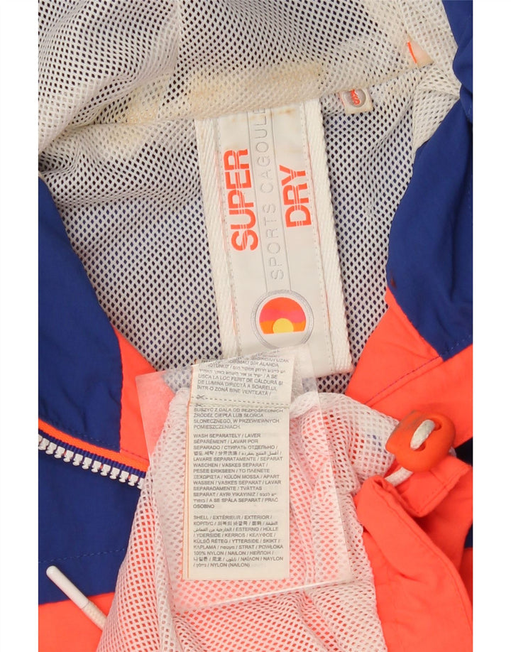 SUPERDRY Jachetă de ploaie cu glugă pentru bărbați UK 34 XS Orange Colorblock Nylon