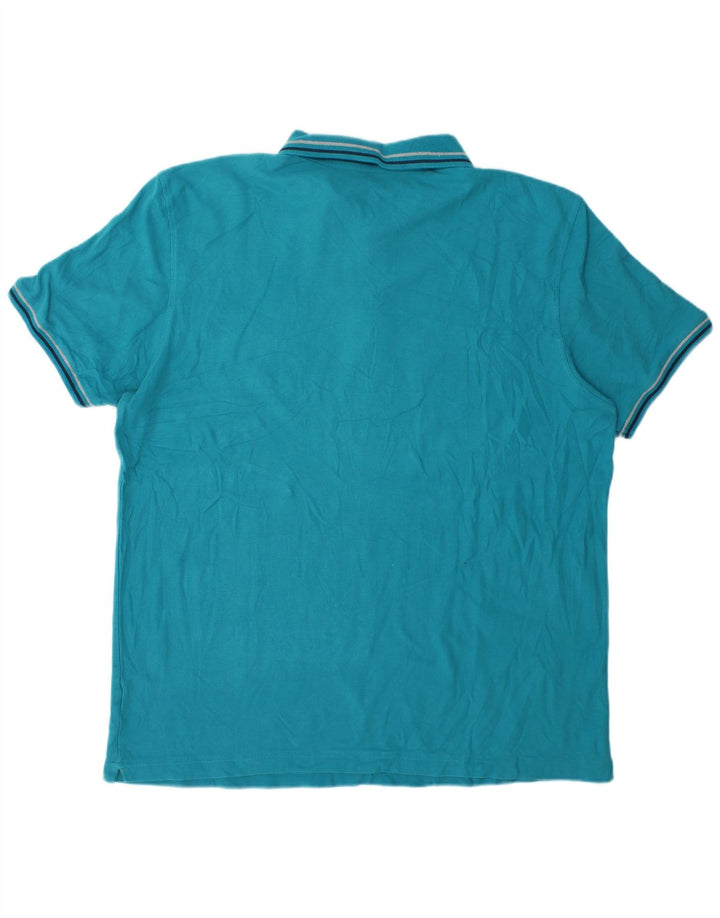 Tricou polo pentru bărbați Lotto 3XL turcoaz cu dungi