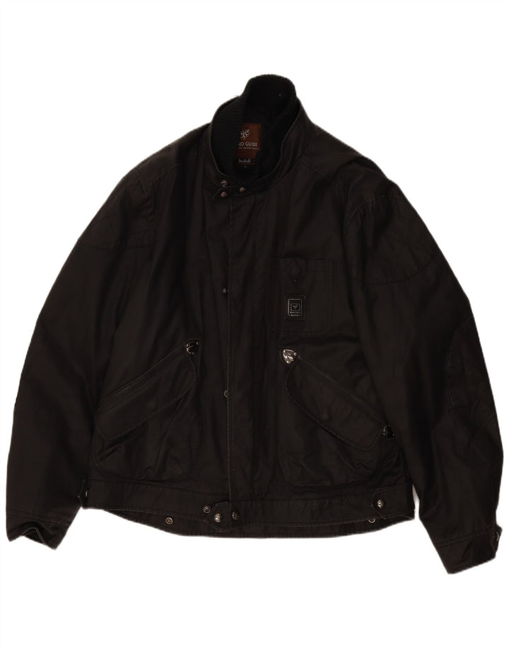 PIERO GUIDI Mens Bomber Jacket UK 42 XL Black Cotton Vintage Piero Guidi and Second-Hand Piero Guidi from Messina Hembry 