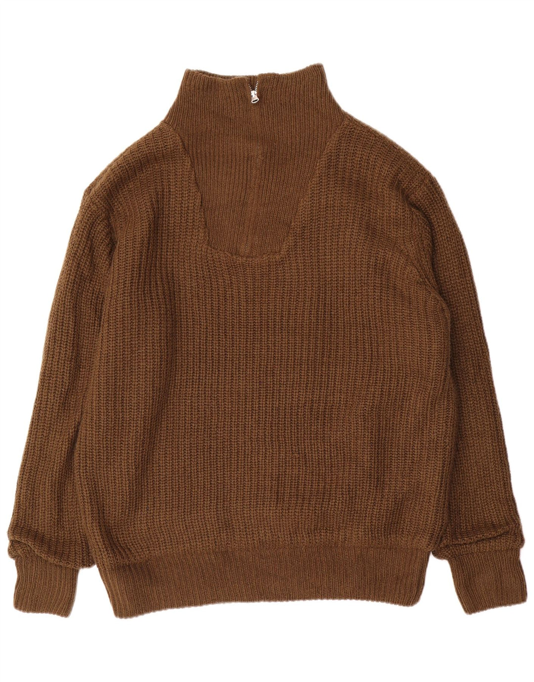 Pulover VINTAGE pentru bărbați cu fermoar și gât IT 52/54 Poliacrilic maro mare