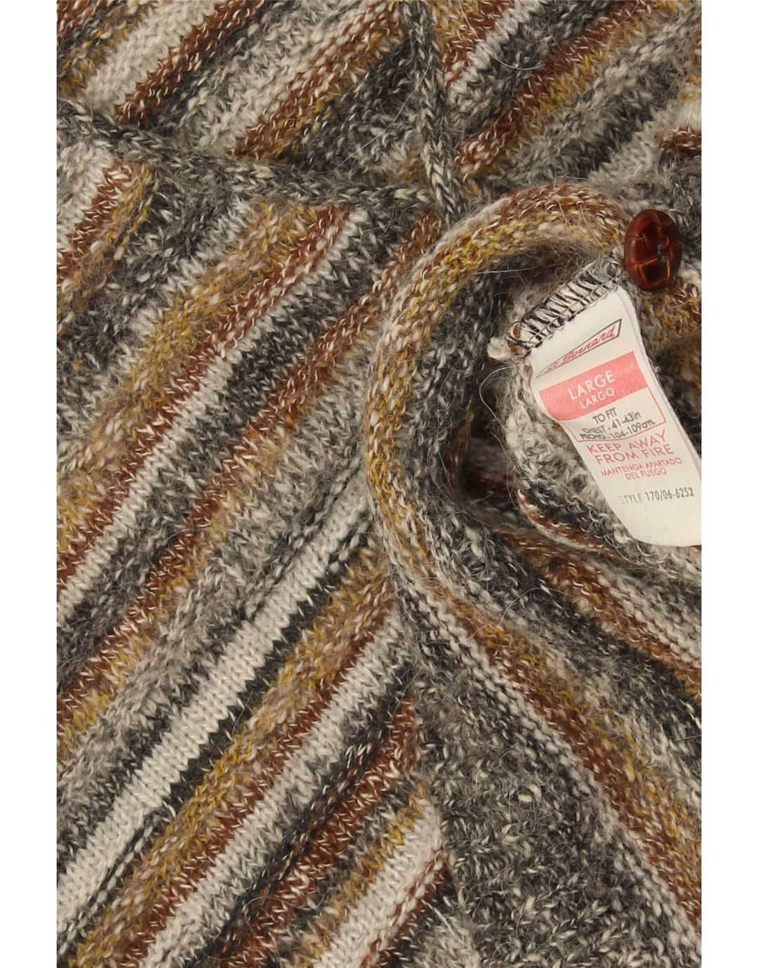 Cardigan St. Bernard pentru bărbați, fără mâneci, cu dungi mari, multicolore
