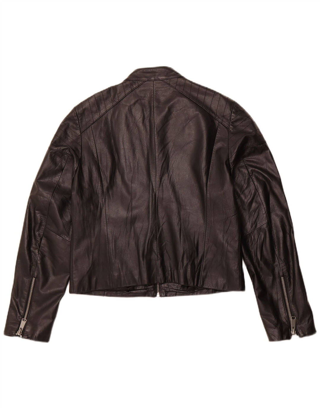 Jachetă de piele crop H&M pentru femei UK 16, mare, neagră