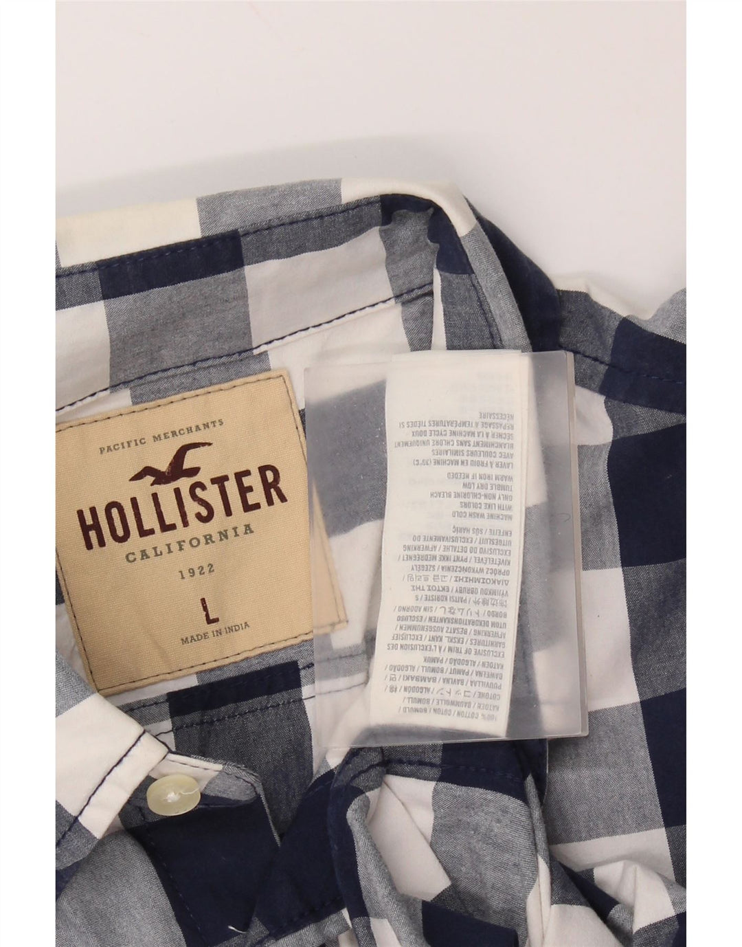 Cămașă Hollister pentru bărbați, mare, bleumarin, din bumbac