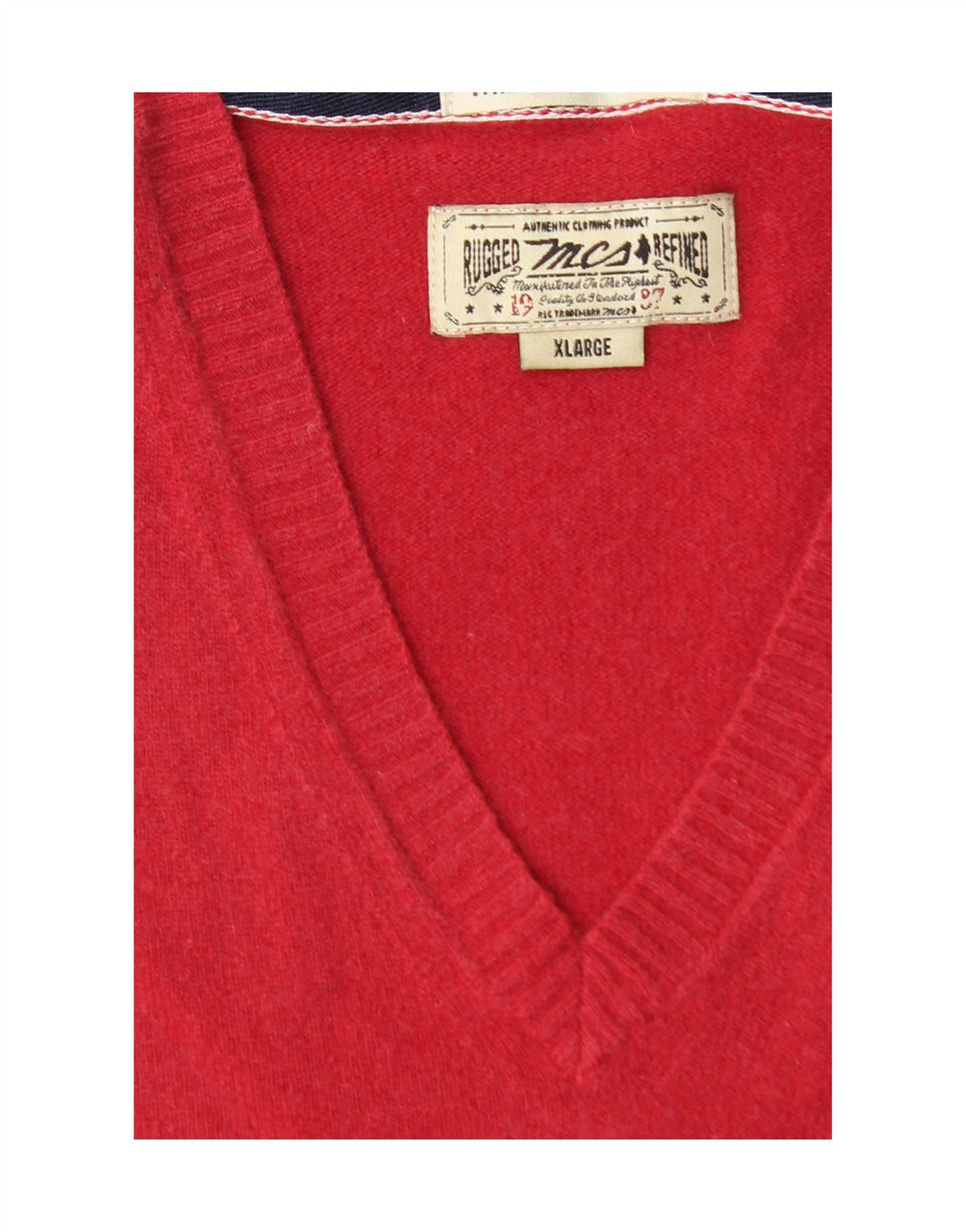 MARLBORO CLASSICS Mens Rugged & Refined V-Neck Jumper Sweater XL Red
