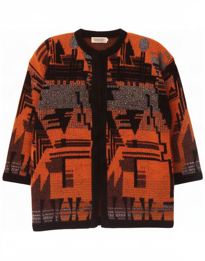 Excel Pulover cardigan cu paragate supradimensionat pentru femei UK 14 Medium Orange