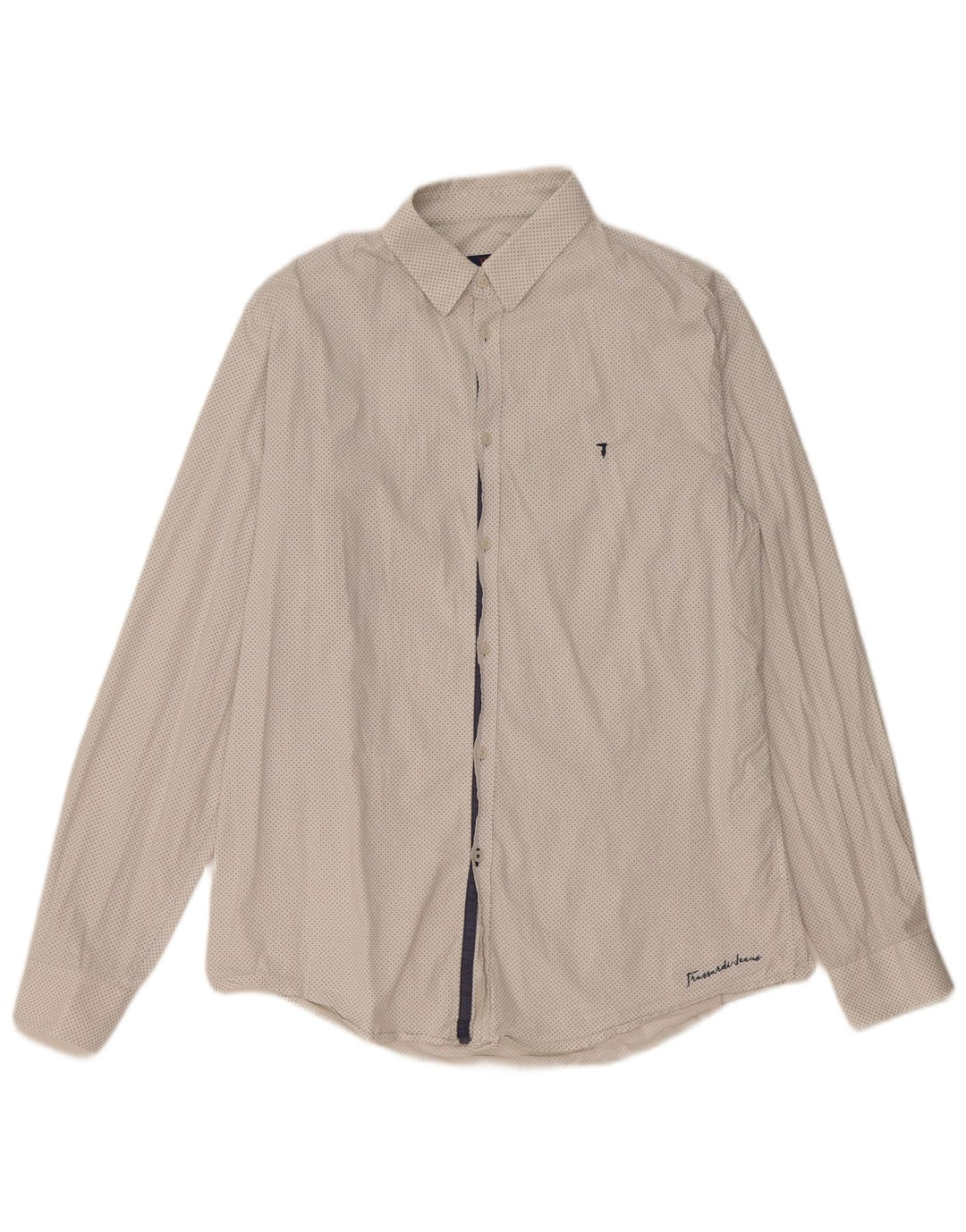 Cămașă Slim Fit Trussardi Jeans pentru bărbați, bumbac alb mediu