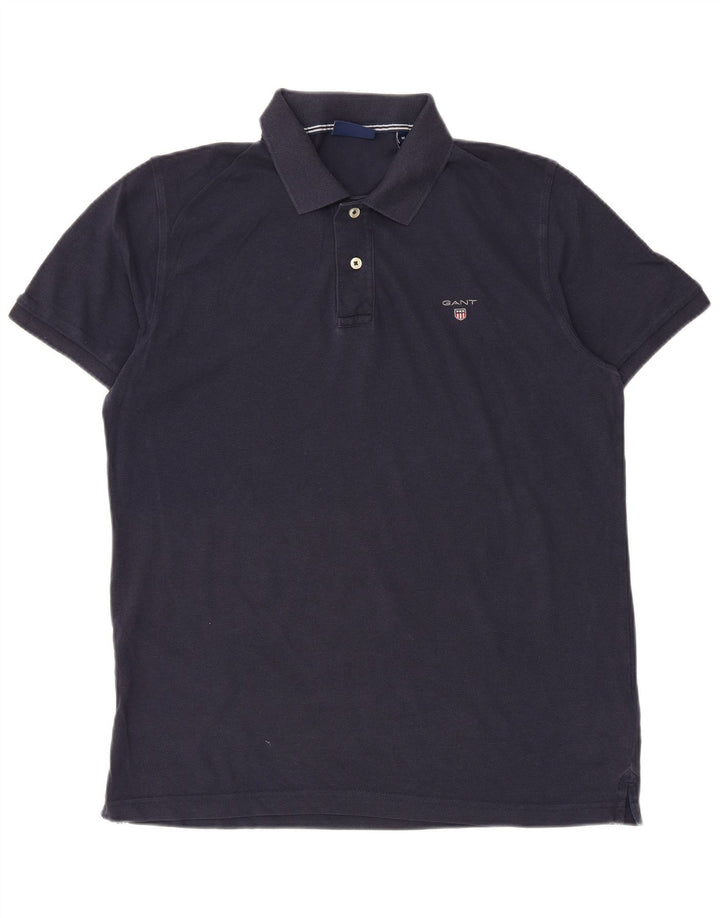 Tricou polo pentru bărbați Gant, bumbac, albastru bleumarin mediu