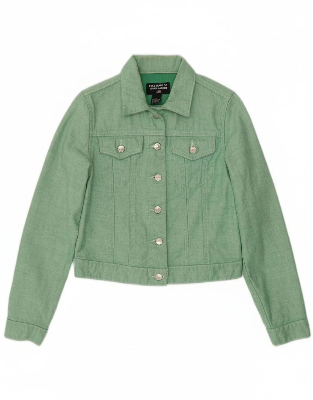 Jachetă de denim crop pentru femei Ralph Lauren UK 10 mic verde bumbac