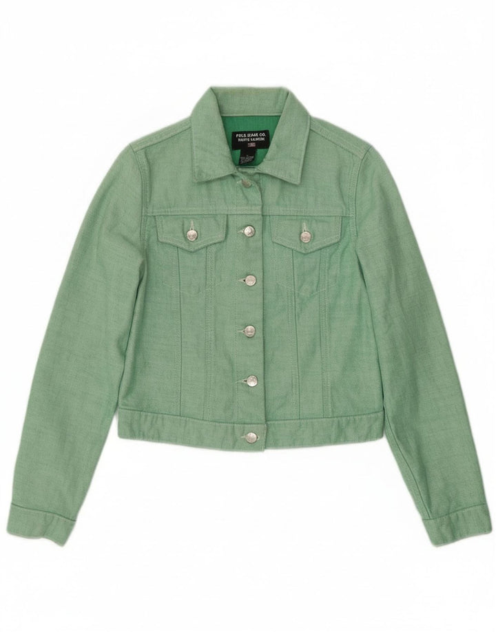 Jachetă de denim crop pentru femei Ralph Lauren UK 10 mic verde bumbac