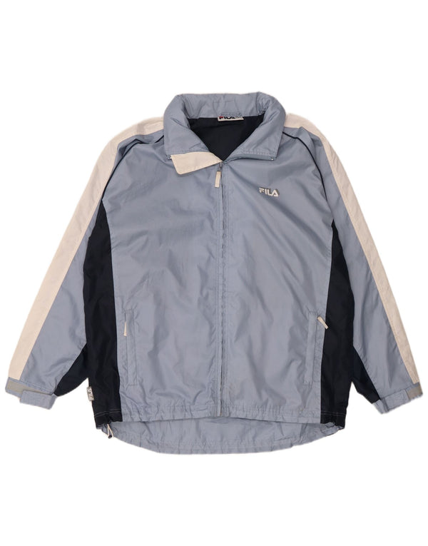 Jachetă de vânt cu glugă Fila pentru bărbați UK 40, mare, albastru, nailon color bloc