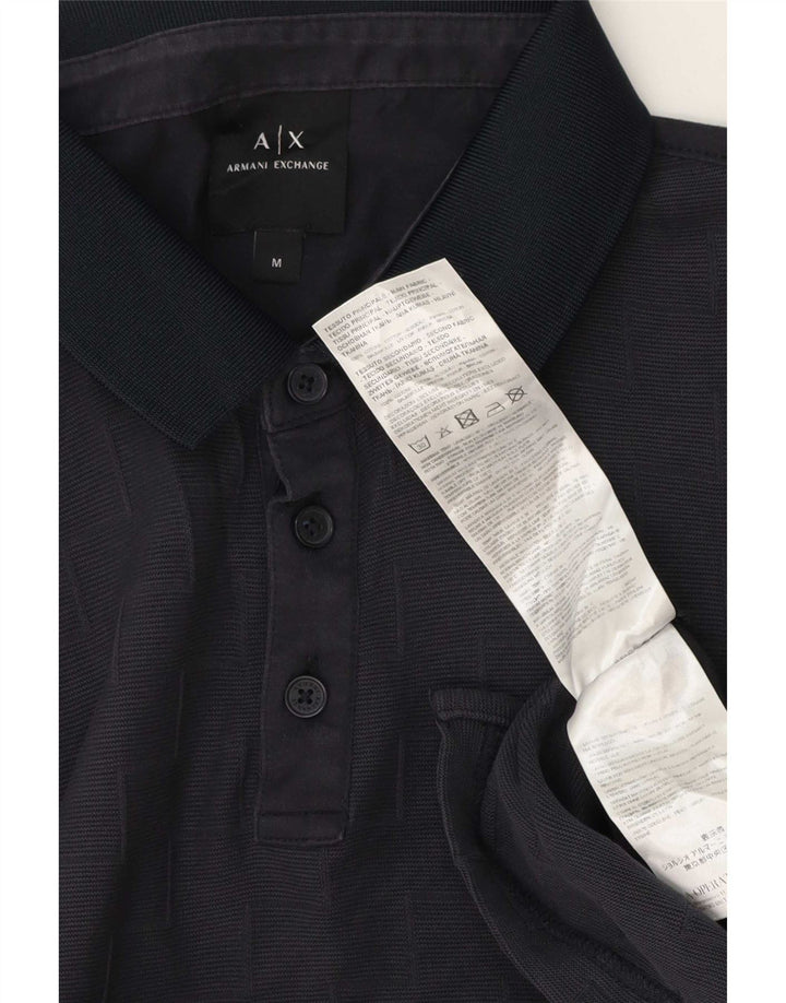 Cămașă polo Armani Exchange pentru bărbați, bumbac geometric, albastru marin mediu