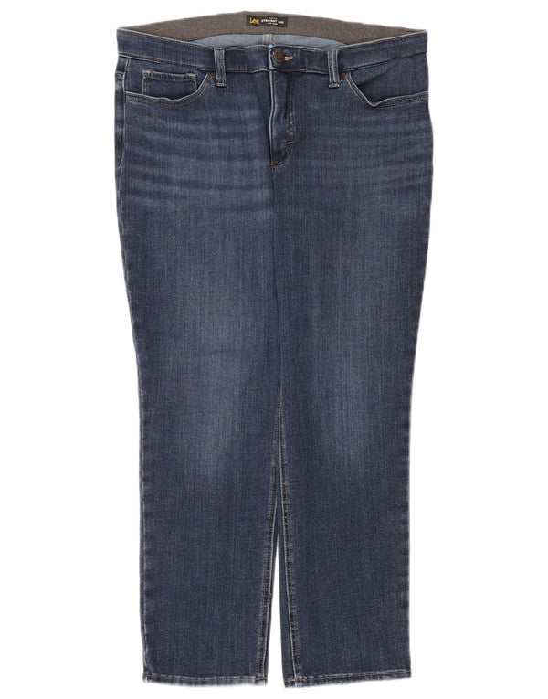 Blugi drepti Lee pentru femei cu talie medie slim fit US 14 XL W36 L26 albastru bumbac