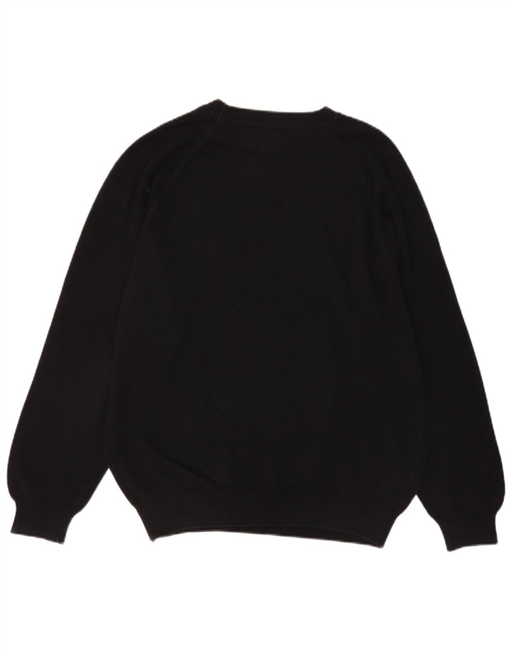 Pulover Benetton pentru bărbați, cu gât crew, bumbac mare, negru
