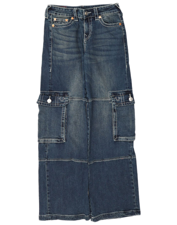 True Religion Blugi pentru femei Cargo cu picioare largi W26 L33 Bumbac albastru