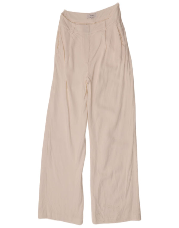 Pantaloni casual pentru femei Reiss cu picioare largi UK 10 Small W28 L33 Alb