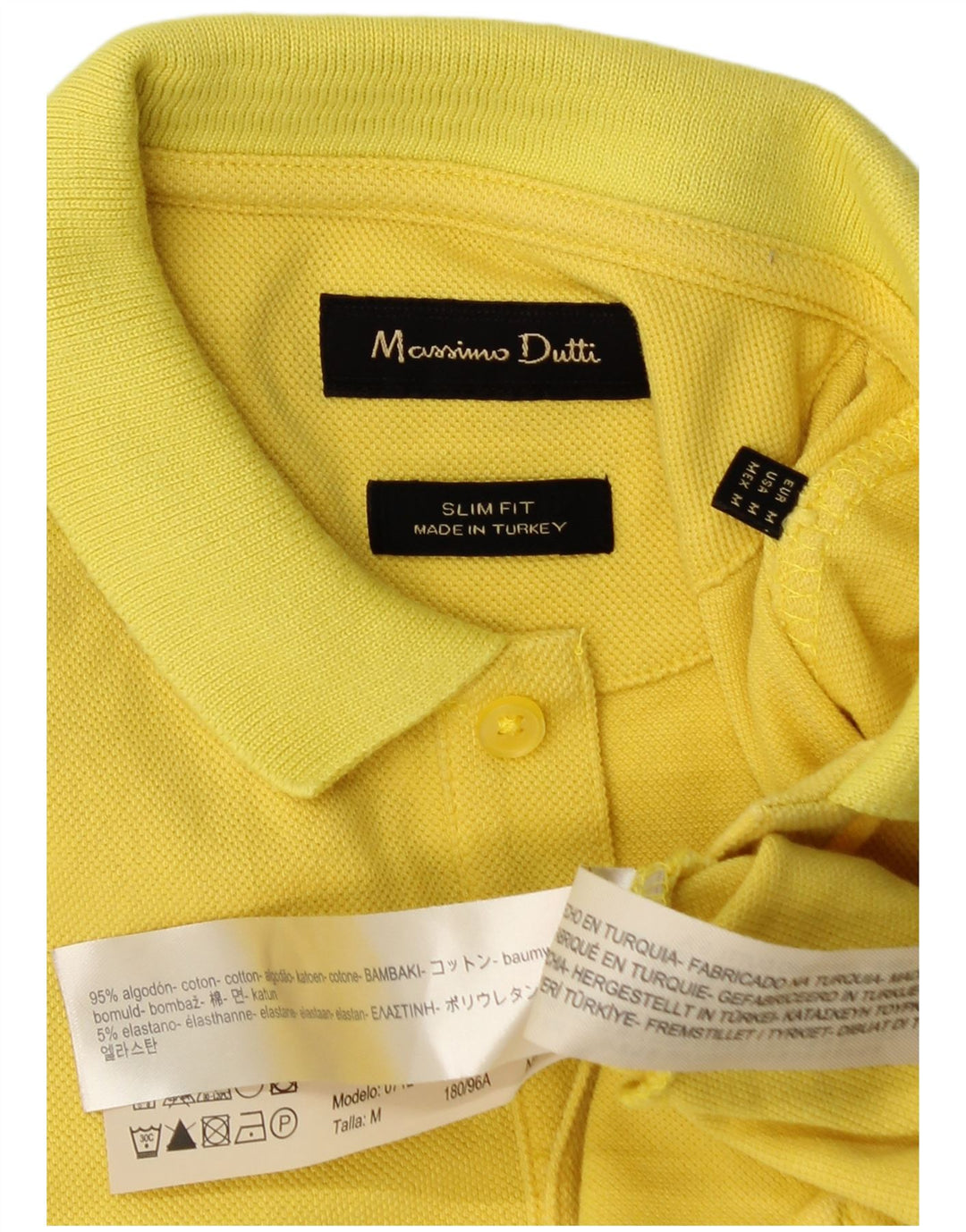 Cămașă polo Massimo Dutti pentru bărbați, bumbac galben mediu