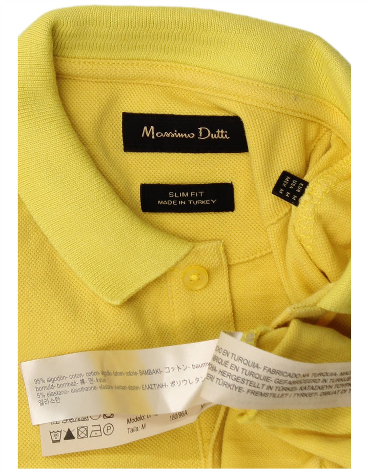 Cămașă polo Massimo Dutti pentru bărbați, bumbac galben mediu