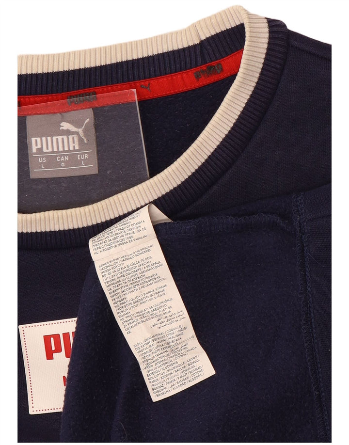 Pulover pentru bărbați Puma Grafic Pulover mare, albastru bleumarin, bumbac color bloc