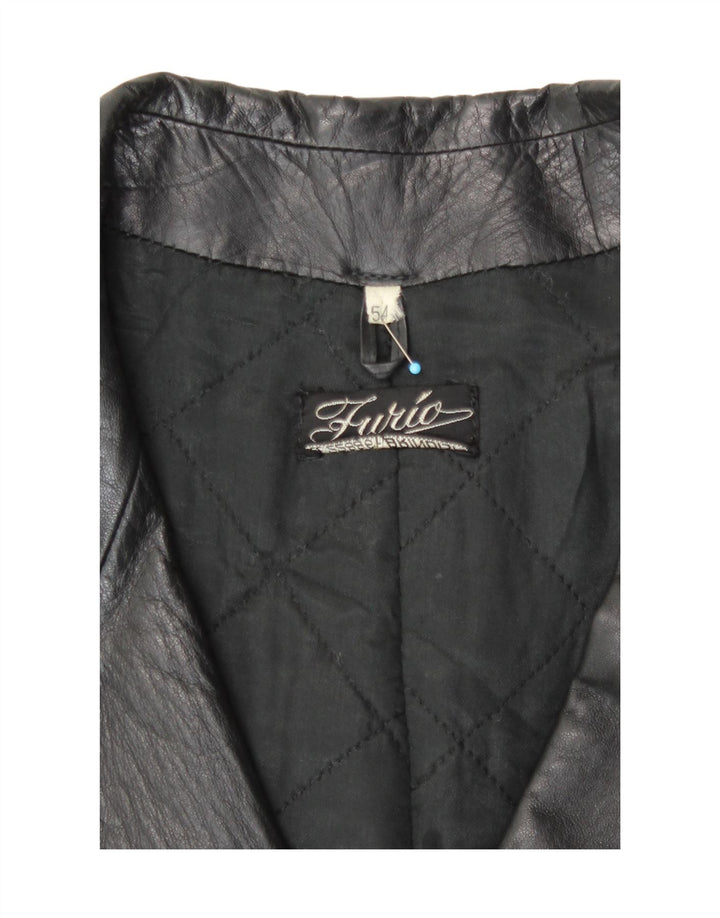 Palton din piele vintage bărbătesc dublu IT 54 2XL negru