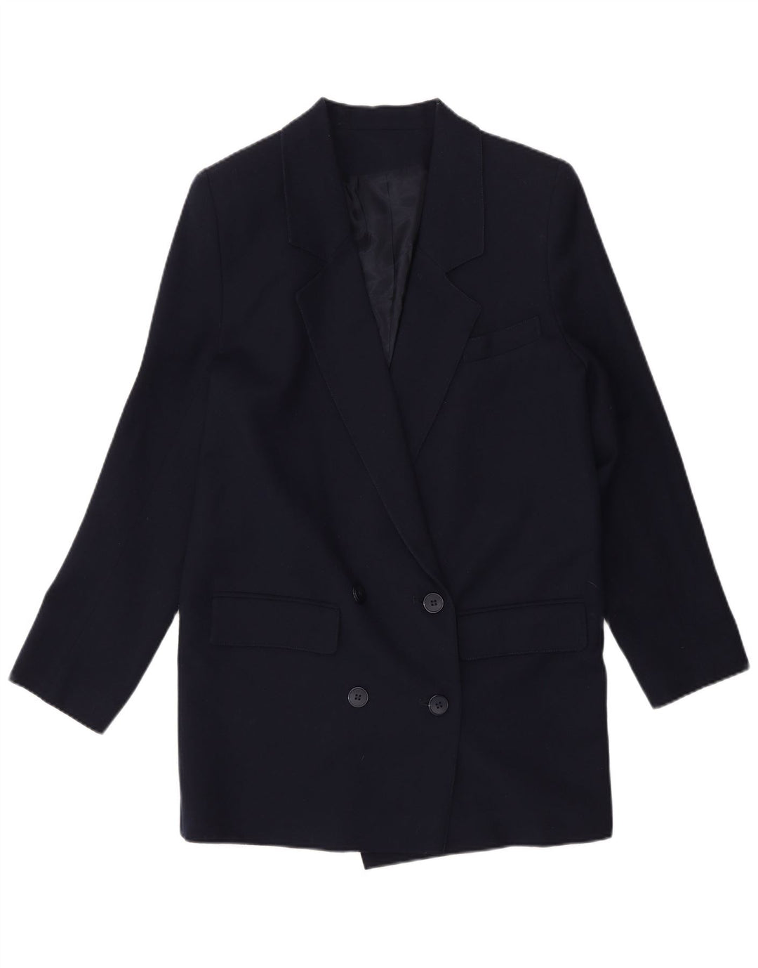 Jachetă vintage pentru femei la dublu-breaste UK 10 Mic bleumarin