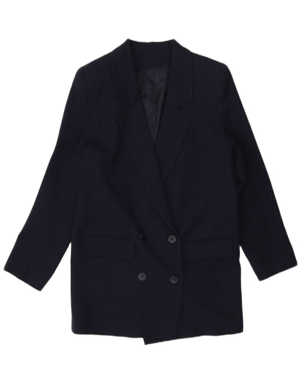 Jachetă vintage pentru femei la dublu-breaste UK 10 Mic bleumarin