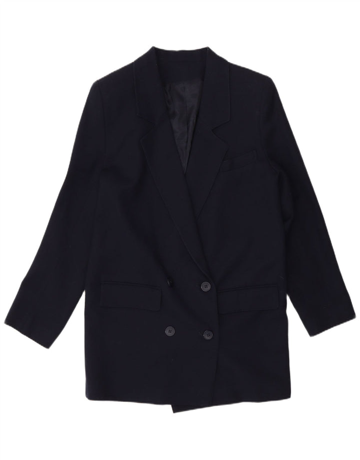 Jachetă vintage pentru femei la dublu-breaste UK 10 Mic bleumarin