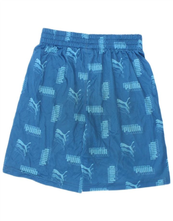 Pantaloni scurți sport grafic Puma pentru băieți 6-7 ani, poliester albastru