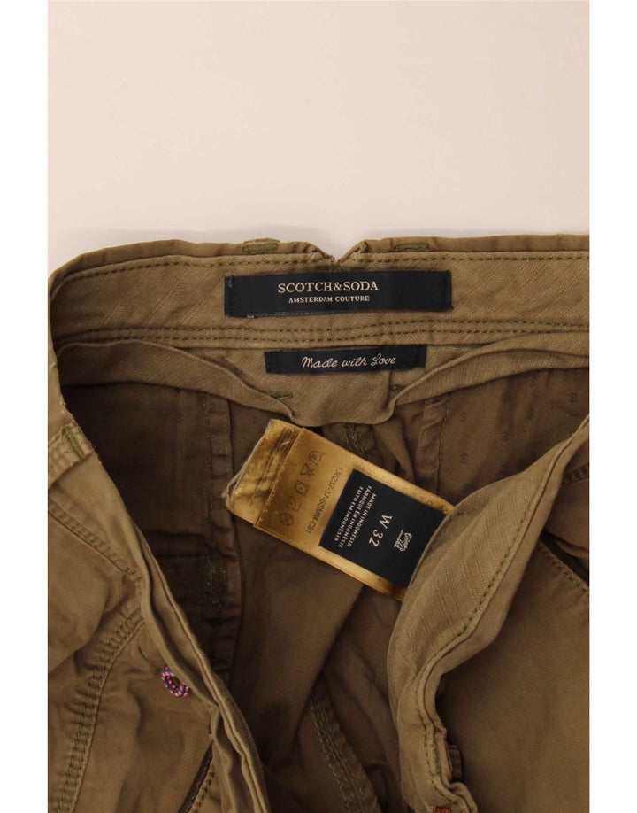 Scotch & Soda Pantaloni scurți cargo pentru bărbați W32, bumbac mediu kaki