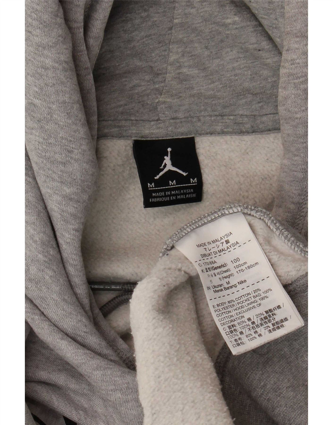 Jumper Jordan pentru bărbați cu capota cu grafică, bumbac cu pete, gri mediu