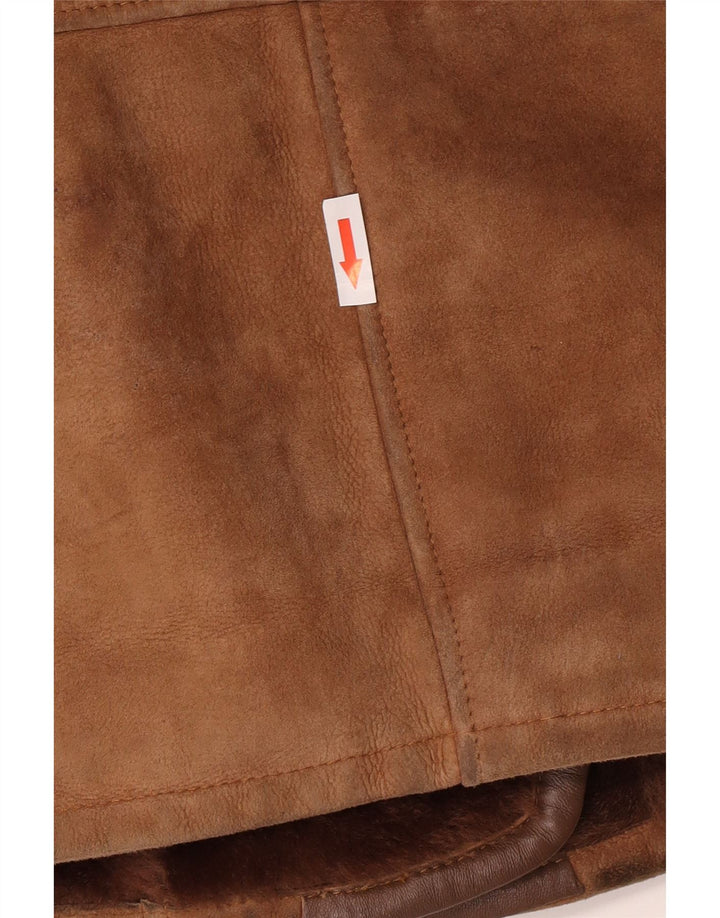 Jachetă din shearling supradimensionată pentru femei Vintage EU 40 Maro mediu din shearling
