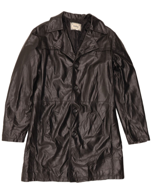 Palton din piele vintage pentru bărbați UK 42 XL din piele neagră