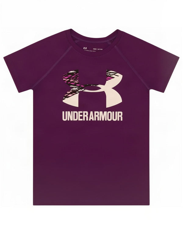 Tricou grafic Under Armour pentru fete Heat Gear Top 7-8 ani mic violet