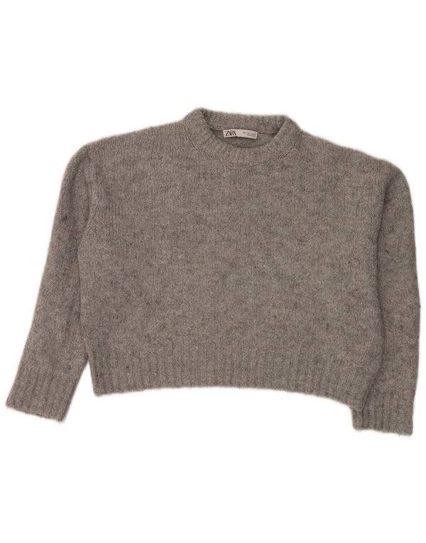 Pulover pentru damă Zara Crop Crew Deck Pulover UK 10 Mic, gri, pete