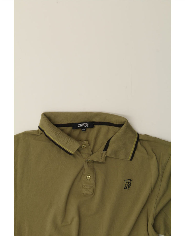 TRUSSARDI Mens Polo Shirt 2XL Green Acetate Vintage Trussardi and Second-Hand Trussardi from Messina Hembry 