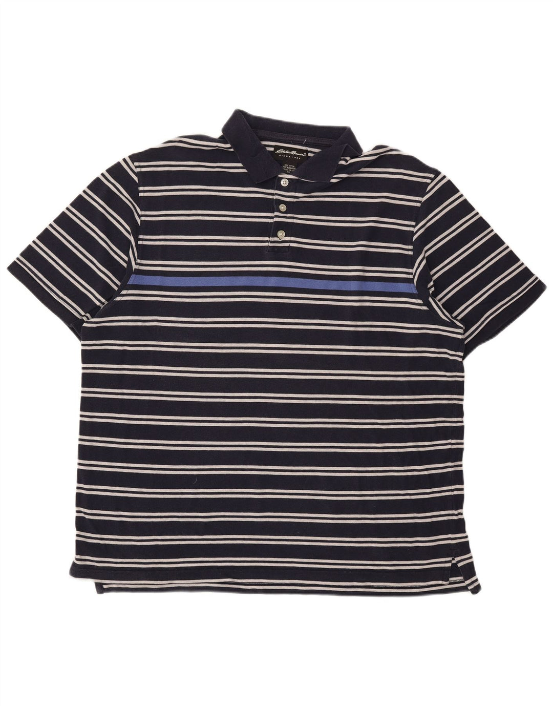 Cămașă polo Eddie Bauer pentru bărbați 2XL, bumbac cu dungi albastru bleumarin