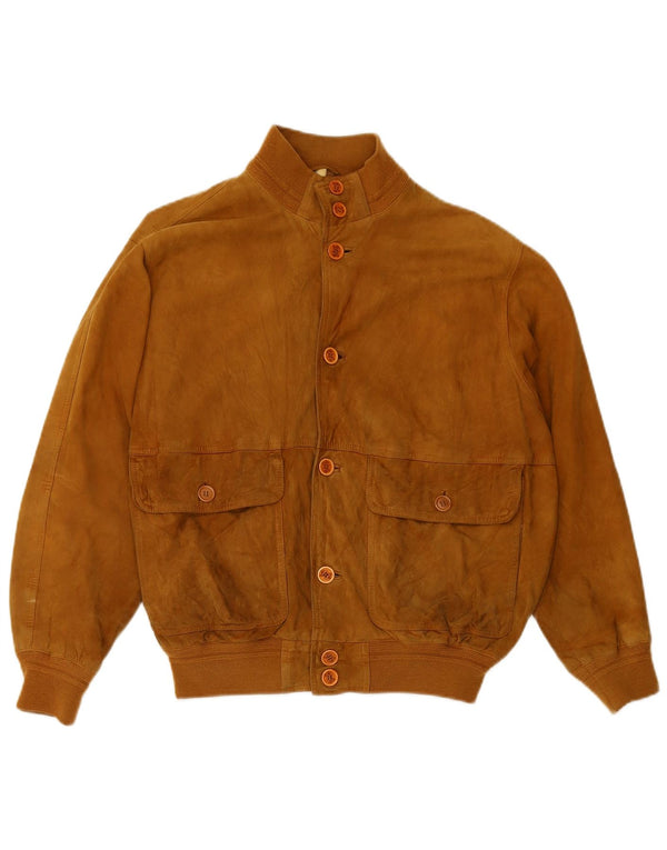 FABIO D Jachetă Bomber de piele intoarsa pentru barbati UK 40 Mare Bej Piele