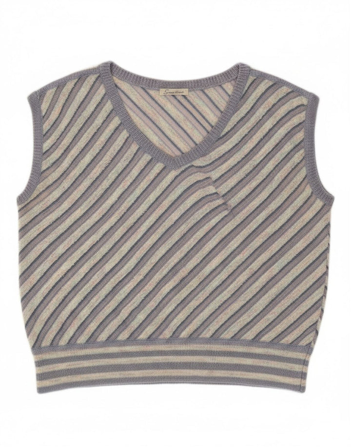 Vintage Womens Vest Tank Top UK 12 Medium Purple Striped