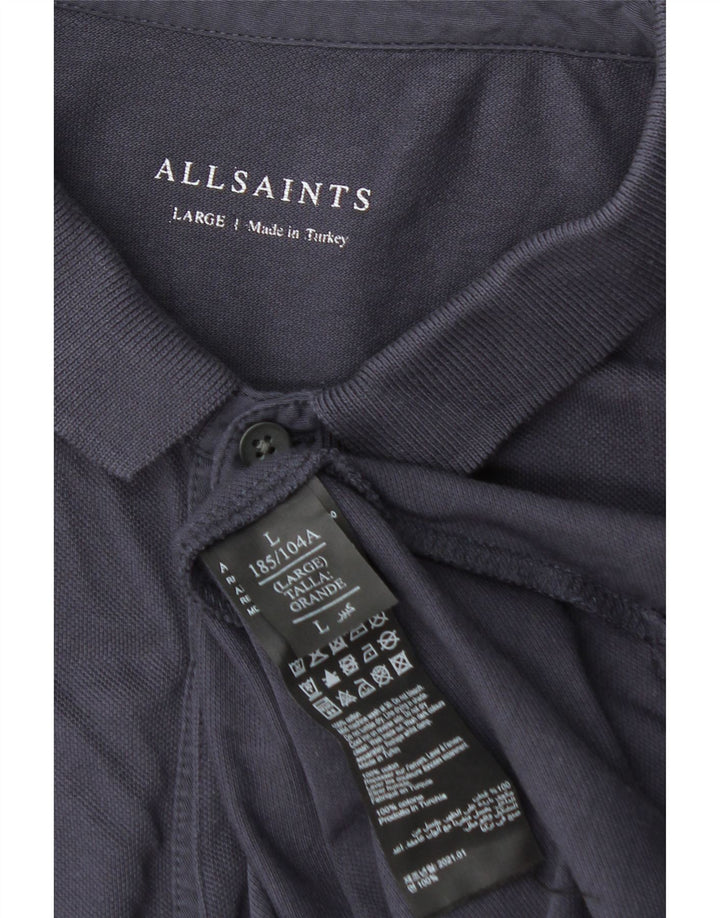 ALL SAINTS Tricou polo pentru bărbați, mare, albastru, bumbac
