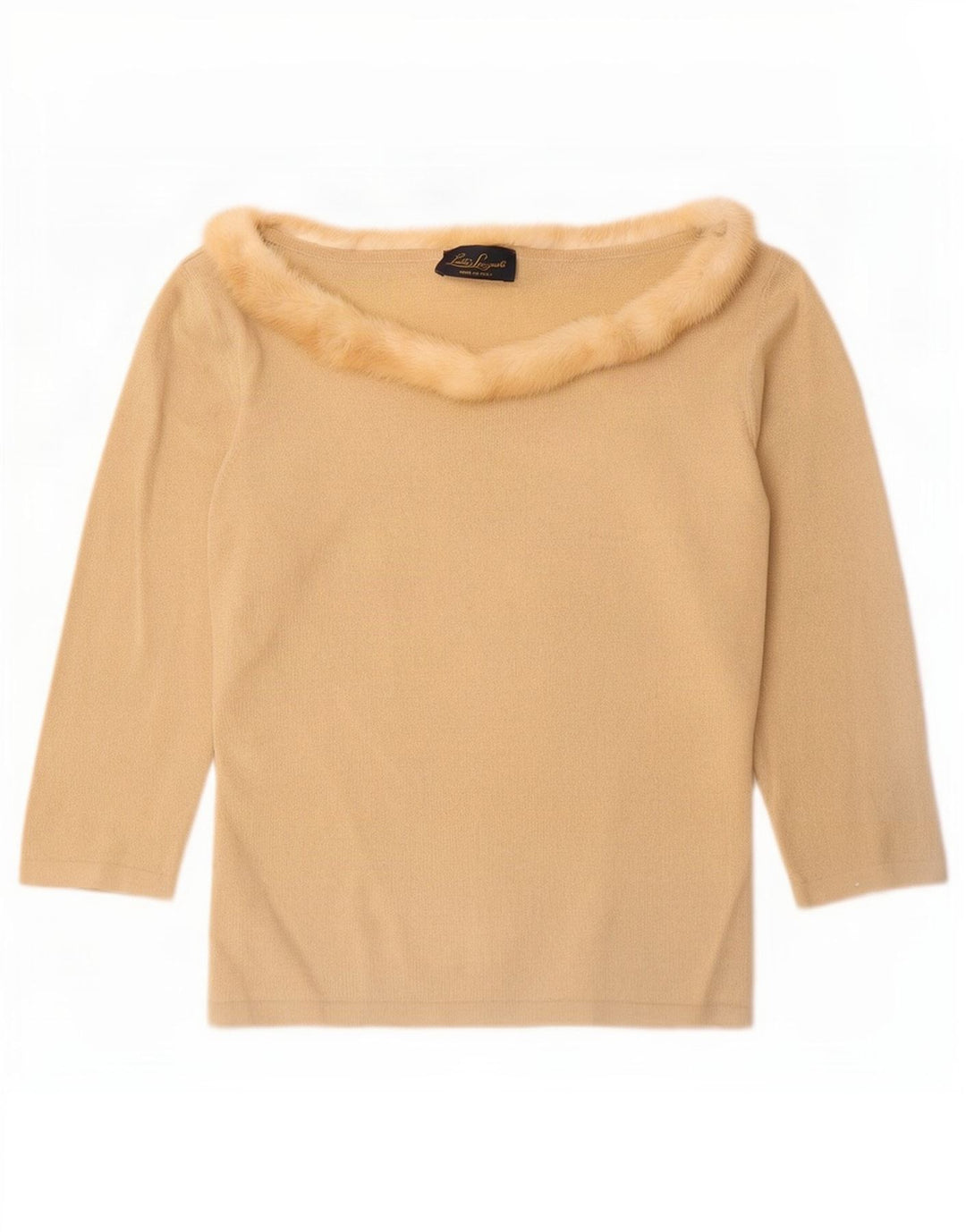 Luisa Spagnoli Top pentru femei cu mâneci 3/4 UK 12 Medium Beige Lână
