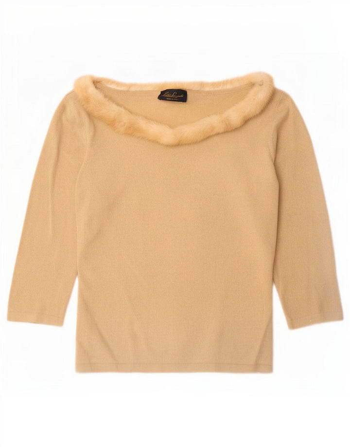 Luisa Spagnoli Top pentru femei cu mâneci 3/4 UK 12 Medium Beige Lână