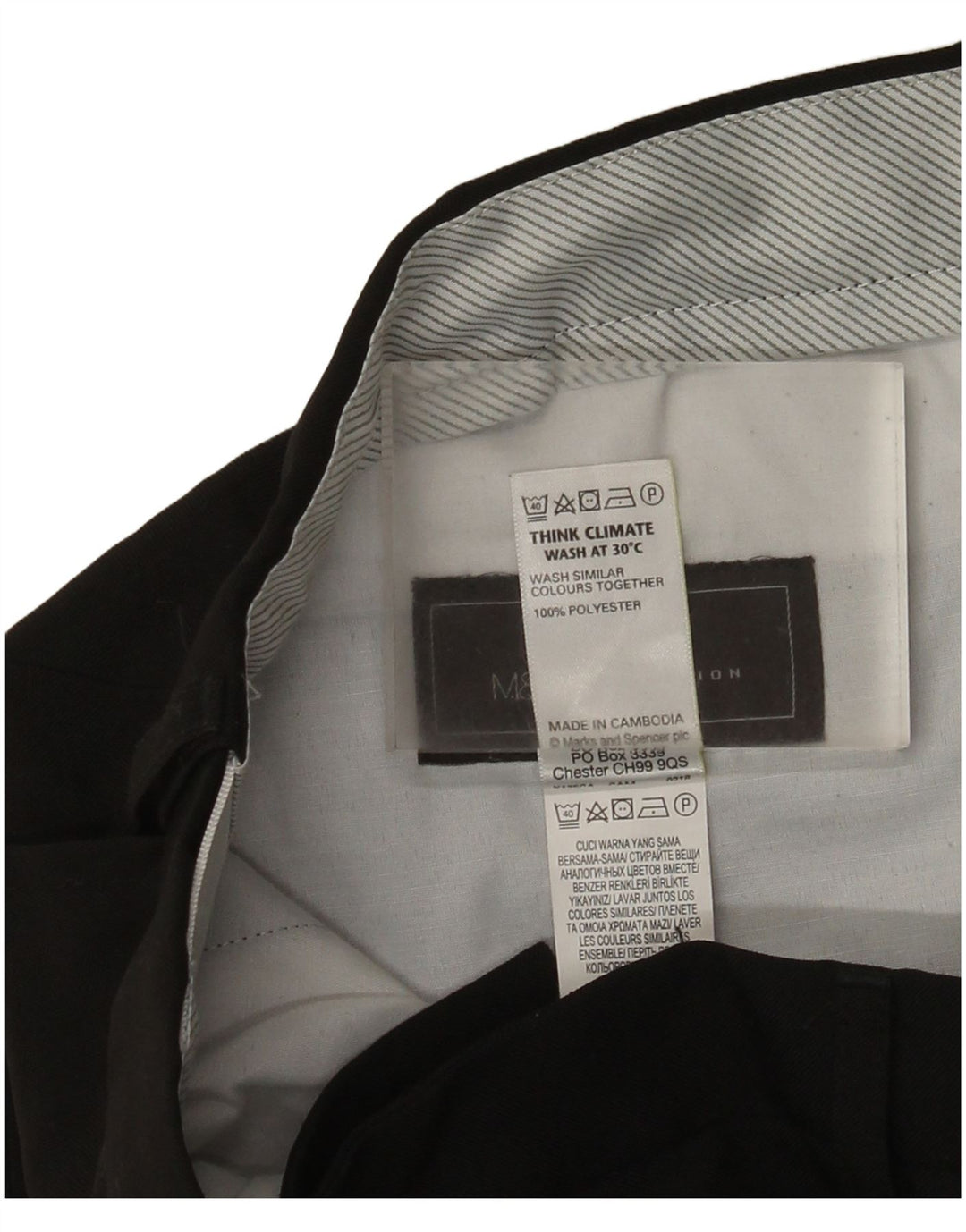 Marks & Spencer Pantaloni de costum pentru bărbați, drepti, cu croiala normală, L32 L31, negru