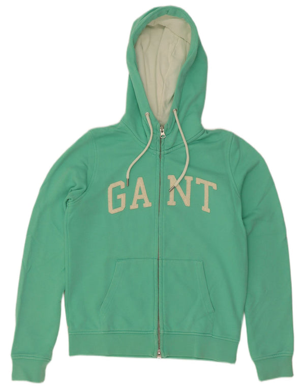 Gant Pulover cu capota cu fermoar grafic pentru femei UK 10 Bumbac verde mic