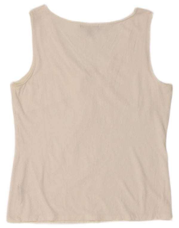 Bluză fără mâneci pentru femei RALPH LAUREN UK 18 XL Rayon alb