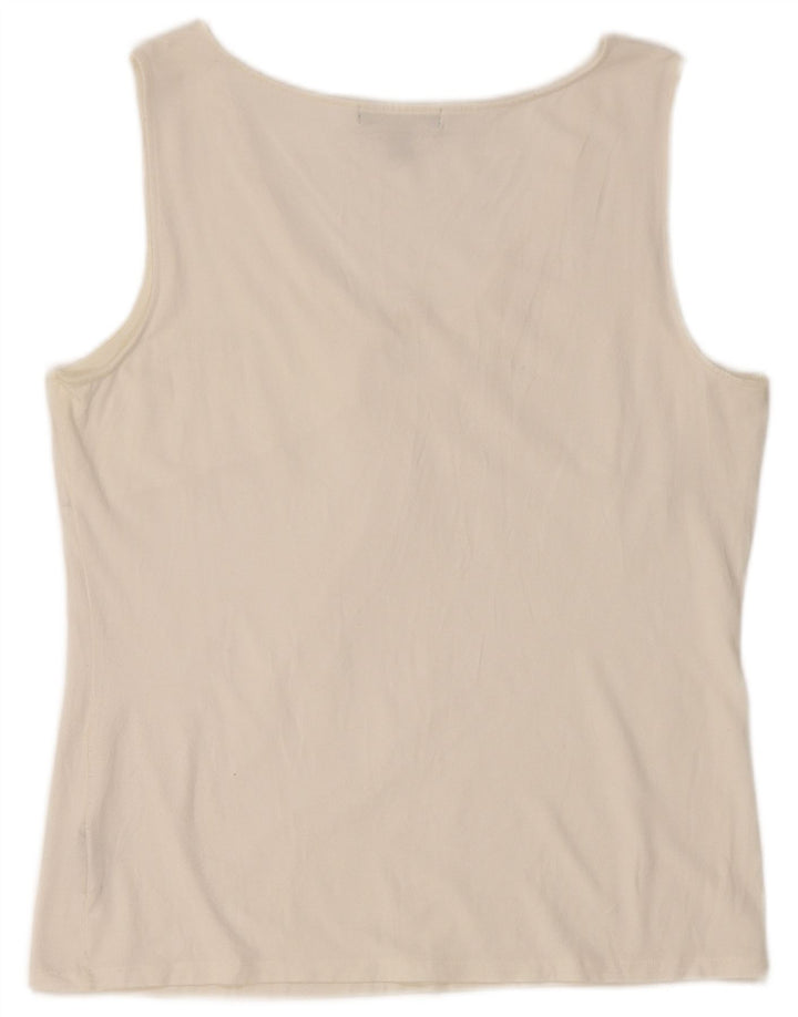 Bluză fără mâneci pentru femei RALPH LAUREN UK 18 XL Rayon alb