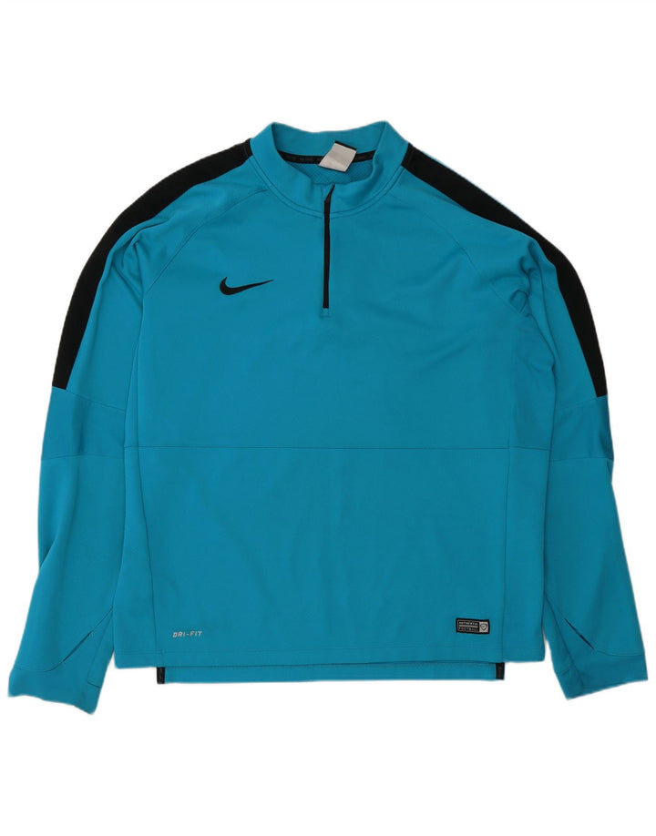 Top de trening pentru bărbați Dri Fit, cu fermoar și gât, pulover, XL, albastru, bloc de culoare