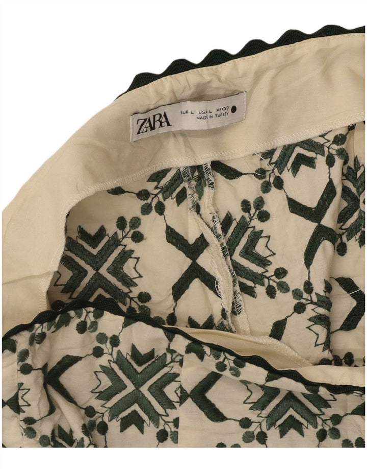 Pantaloni scurți casual pentru femei Zara, mari W30, alb, geometric