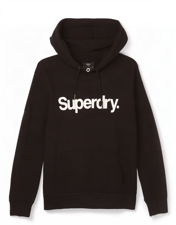 Pulover cu glugă grafic Superdry pentru bărbați, bumbac negru 2XL